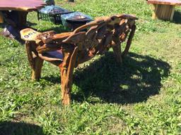 TEAK WOOD LOG BENCH