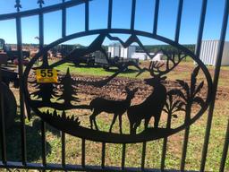 20FT WROUGHT IRON GATE W/DEER ART