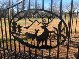 20FT WROUGHT IRON GATE W/DEER ART-SELLING ABSOLUTE