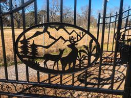 14FT WROUGHT IRON GATE W/DEER ART-SELLING ABSOLUTE