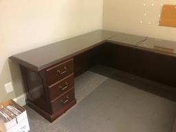 3 PIECE U SHAPED DESK W/GLASS TOP