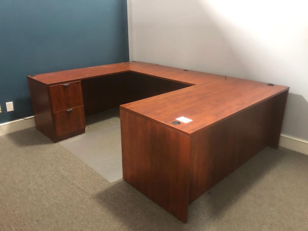 3 PIECE U SHAPED DESK W/5 SHELF MATCHING BOOKCASE