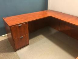 3 PIECE U SHAPED DESK W/5 SHELF MATCHING BOOKCASE