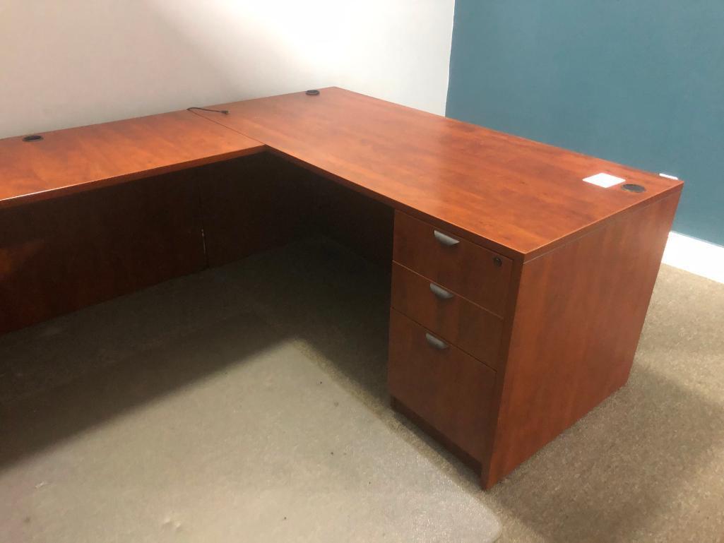 3 PIECE U SHAPED DESK W/5 SHELF MATCHING BOOKCASE