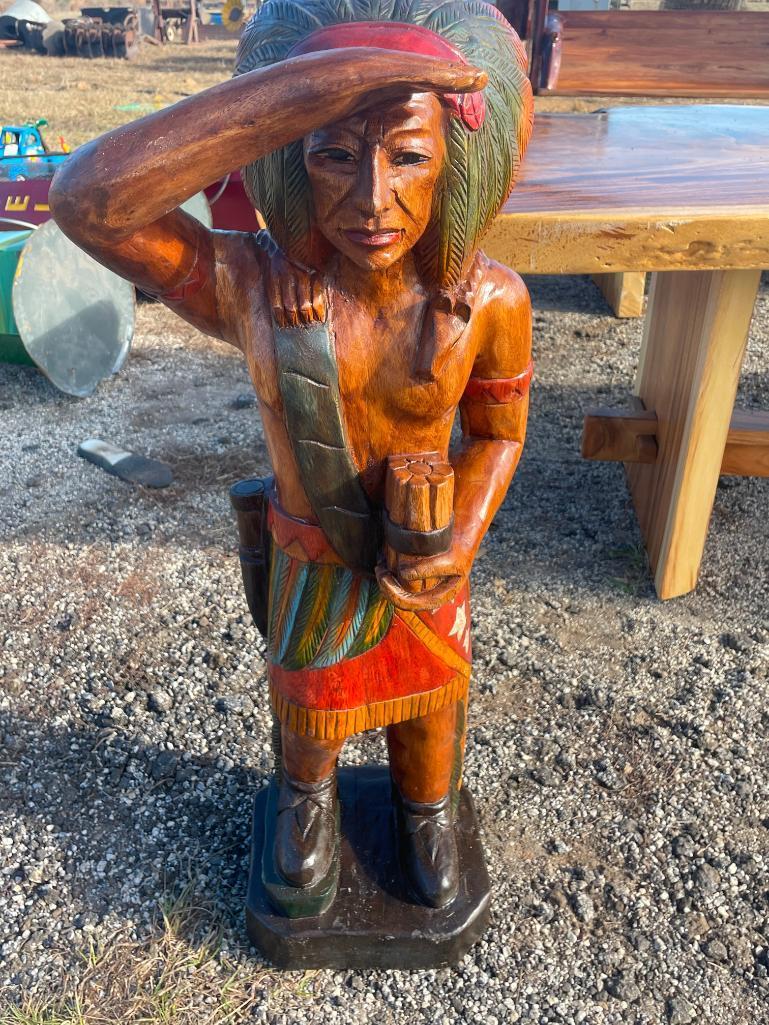 WOODEN INDIAN STATUE (40")