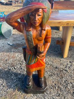 WOODEN INDIAN STATUE (40")