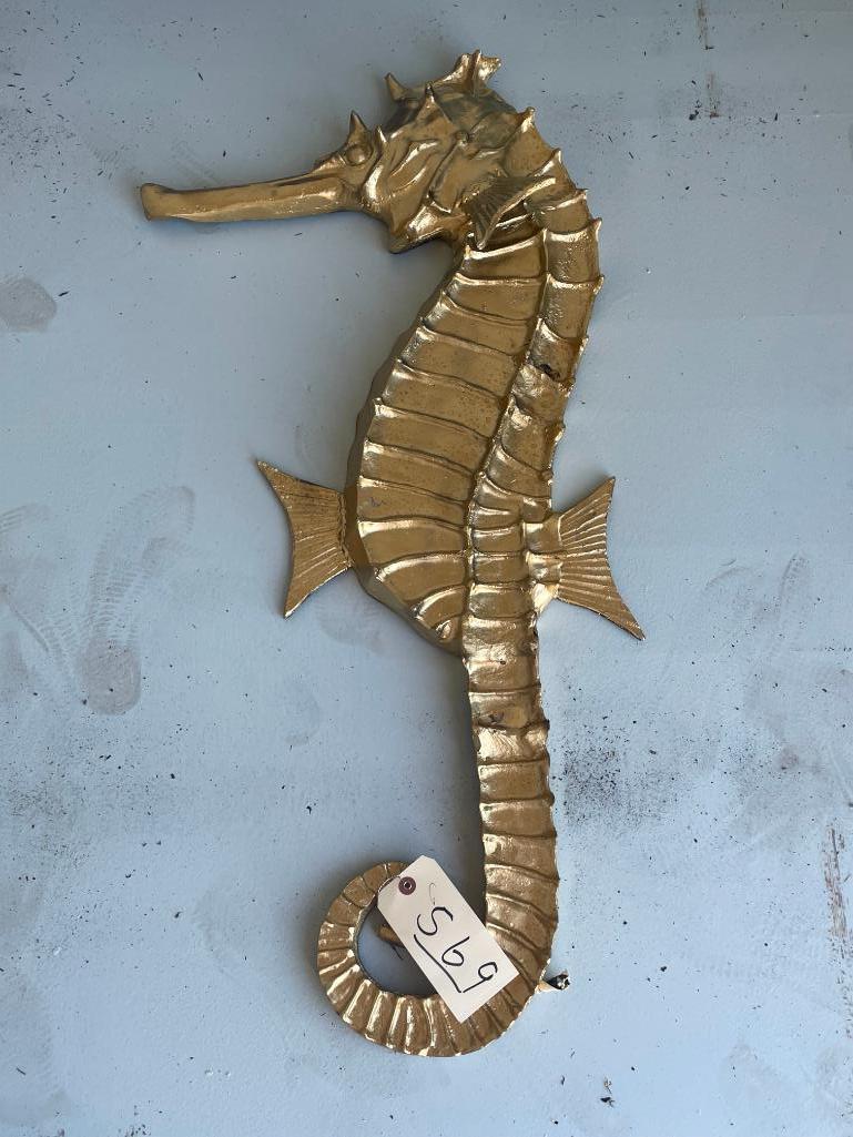 39" GOLD ALUMINUM SEA HORSE