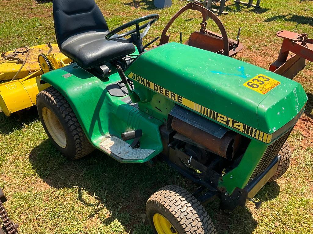 JOHN DEERE 214 RIDING MOWER W/ TILLER, 48" DECK,