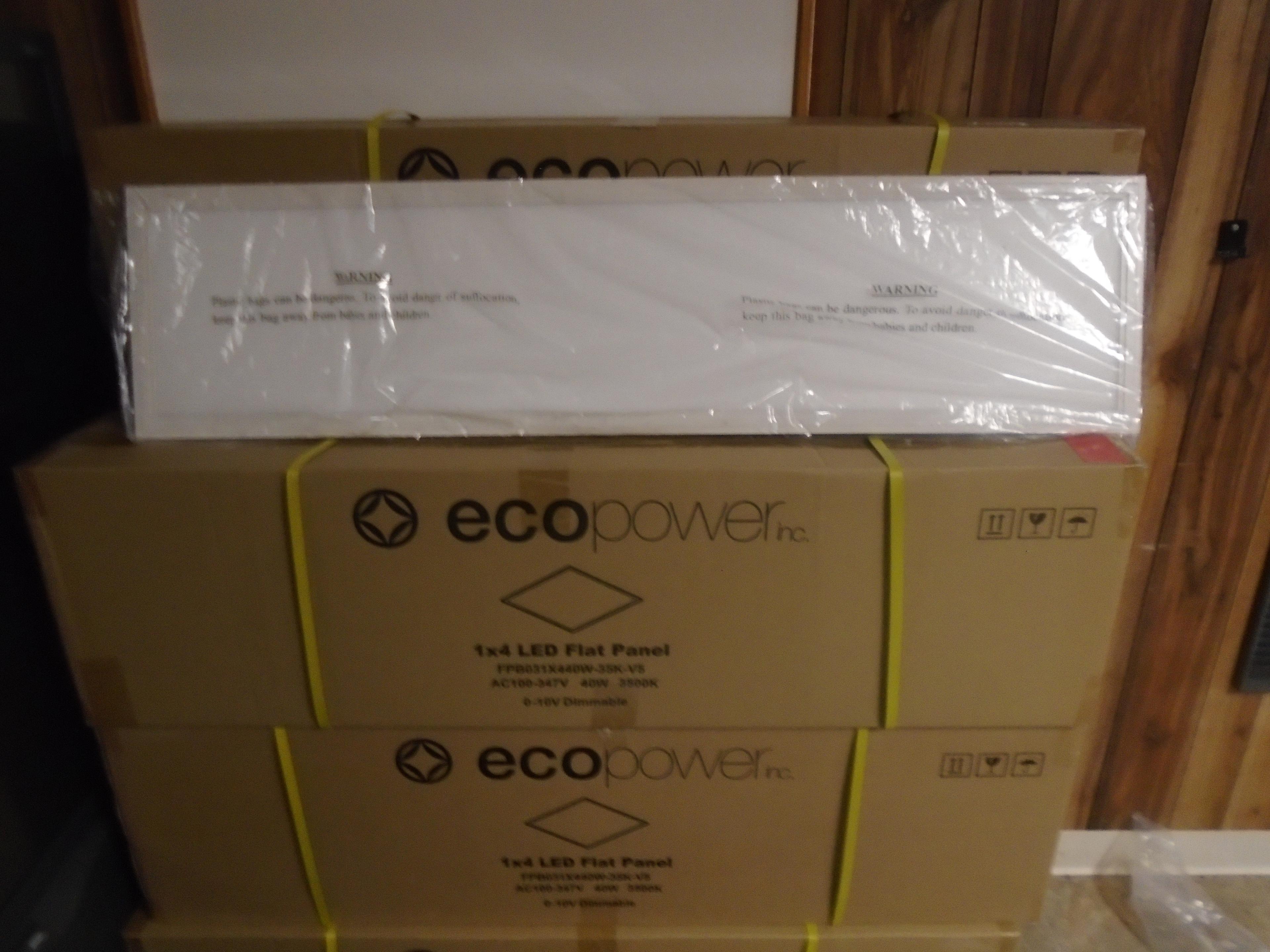 Box of ecoPower 1'x 4' LED Flat Panel Lights