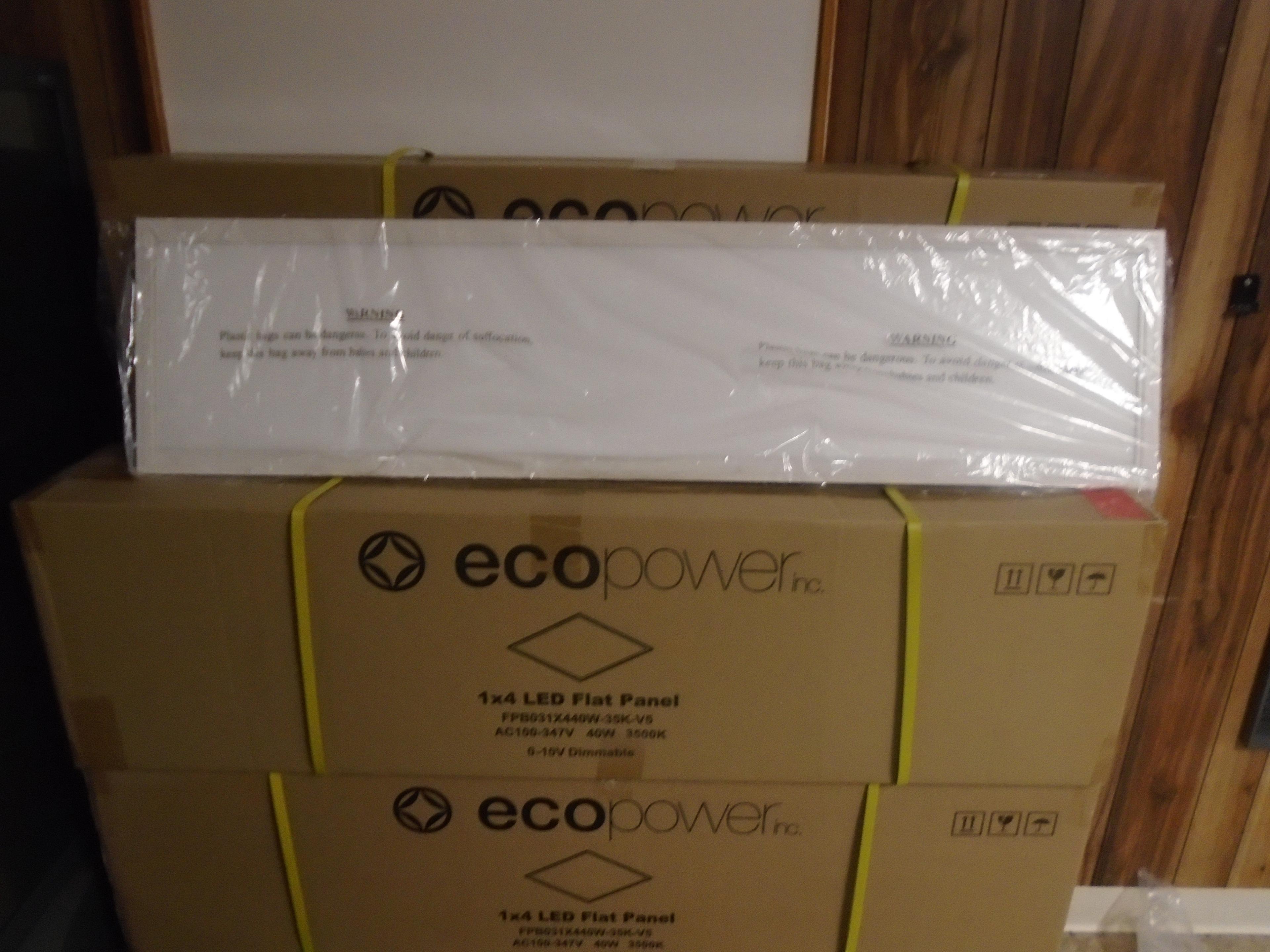 Box of ecoPower 1'x 4' LED Flat Panel Lights