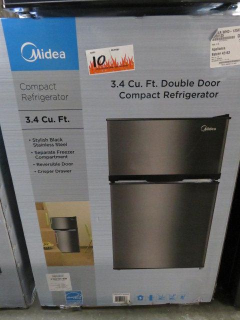 MIDEA WHD125FBS1 2 DOOR MINI FRIDGE 3.4 CF STAINLESS