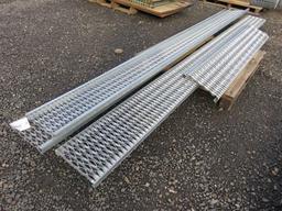 PALLET W/ (3) GALVANIZED CAT WALK PLANKS, 12' X 12'' & (2) AT 70'' X 12''