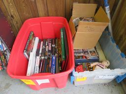 TOTE W/ASSORTED BOOKS & TOTE W/ASSORTED SPORTS MEMORABILIA