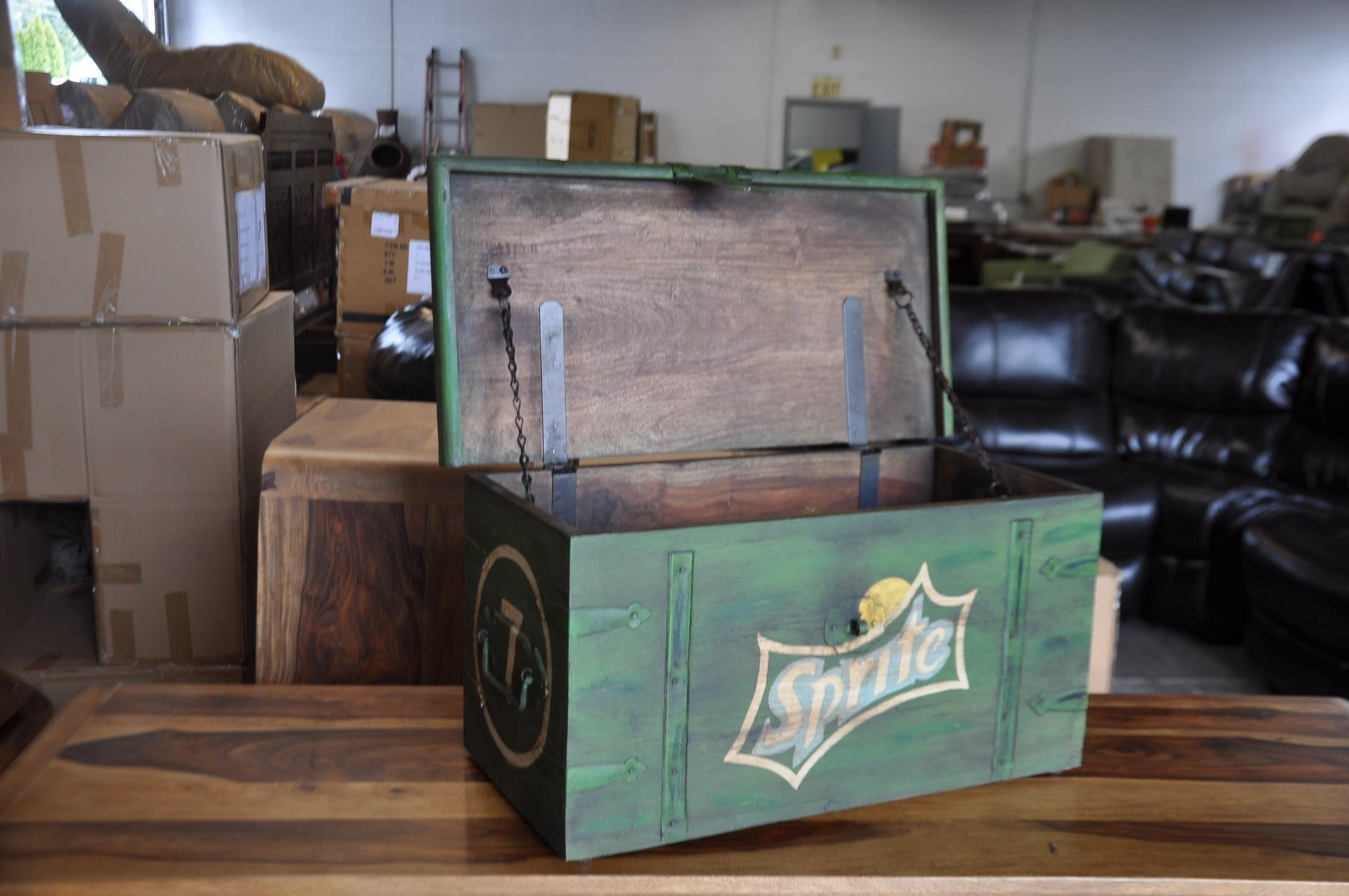 WOODEN AMMO BOX WITH SPRITE SODA DESIGN