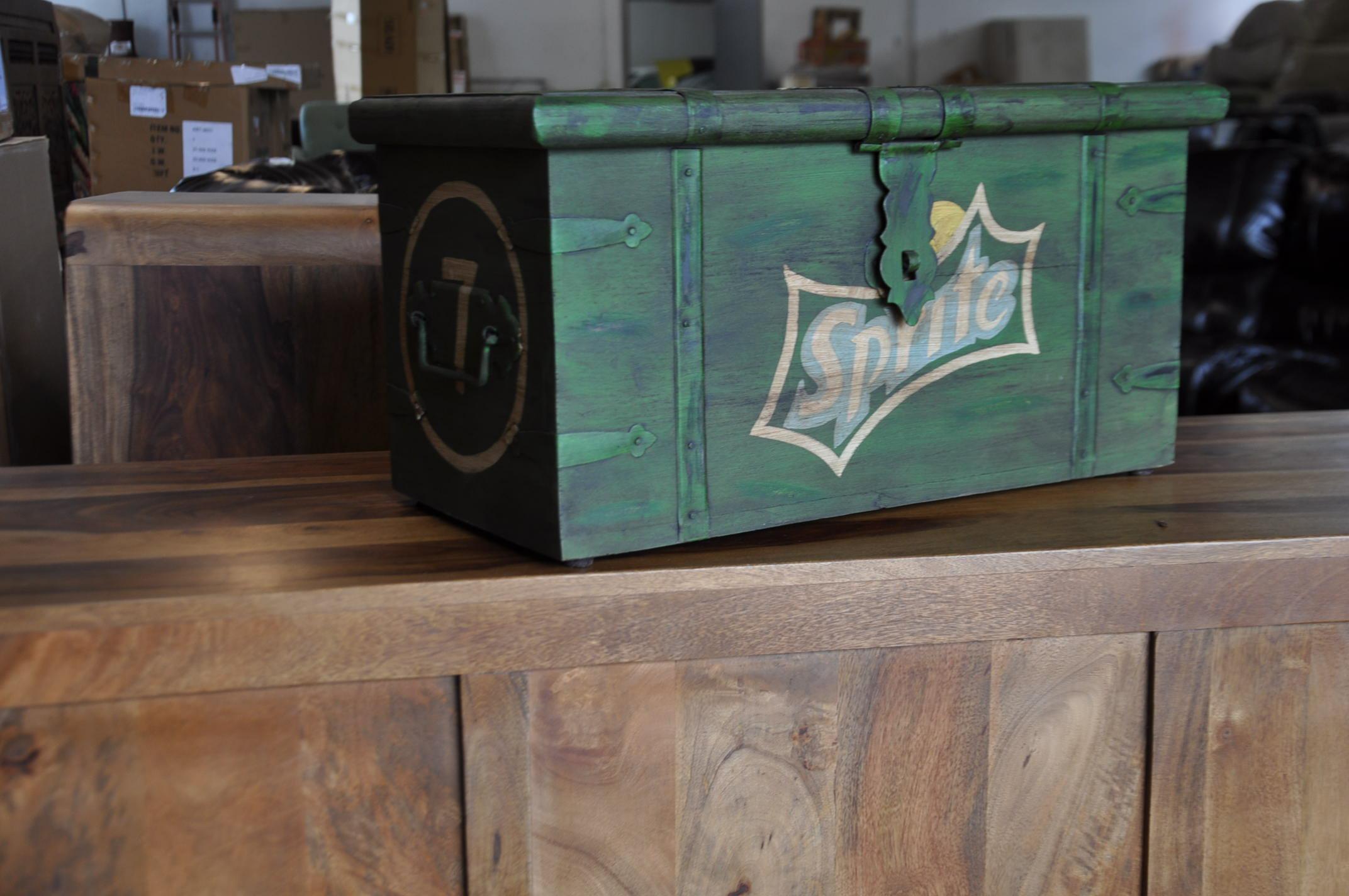 WOODEN AMMO BOX WITH SPRITE SODA DESIGN