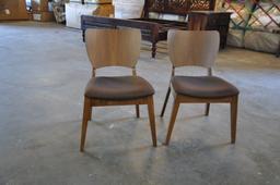 LOT 2 EMMETT WALNUT DINING CHAIRS WITH PADDED SEAT BROWN (NEW IN BOX)