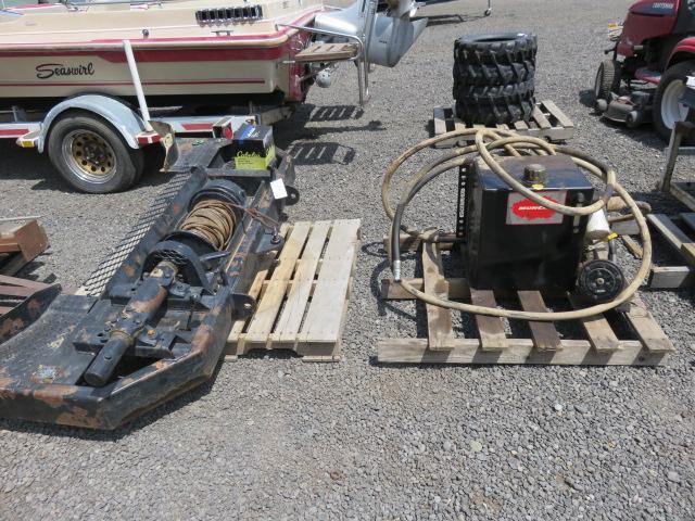 HEAVY DUTY METAL BUMPER W/KOEING 524 PTO WINCH & HYDRAULIC TANK, PUMP AND HOSES