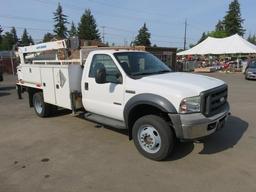 2006 FORD F550 FLATBED UTILITY SERVICE TRUCK W/ CRANE