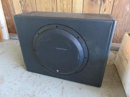 (1) YAHAMA, (1) INTEGRA RECEIVERS, 10'' ROCKFORD FOSGATE SUB, BOX OF COMPUTER SPEAKERS & SUBS