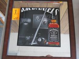 (1) BUDWEISER 18'' X 12'' FRAMED BOTTLE MIRROR & (1) JACK DANIEL 19'' X 19'' FRAMED BOTTLE MIRROR