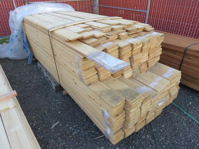 PALLET OF ASSORTED LENGTH 6'' PINE TONGUE & GROVE BOARDS