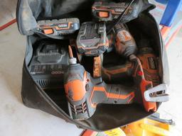 (2) RIDGID R86034 1/4'' CORDLESS IMPACT DRIVERS, (1) RIDGID R86008 1/2'' CO