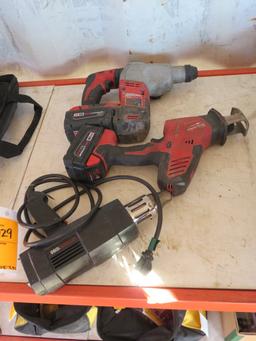 MILWAUKEE CORDLESS HACKZALL, ROTARY HAMMER, (2) M18 BATTERIES, & CORDED VAN