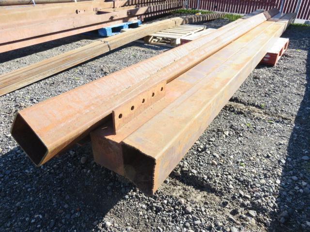 PALLET W/ (4) 20' X 6" X 6" SQUARE STOCK STEEL