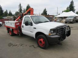 2003 FORD F450 FLATBED UTILITY CRANE TRUCK