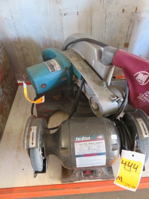 MAKITA 255MM MITER SAW MDL#: 2400B AND (1) TRI STAR 6'' ELECTRIC BENCH