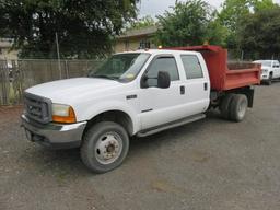 2000 FORD F550 XL CREW CAB 4X4 DUMP TRUCK