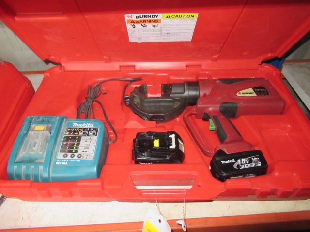 BURNDY PAT6RIOT SERIES 18V HYDROLIC CRIMPER, CRIMP FORCE 12 TONS W/CASE, A