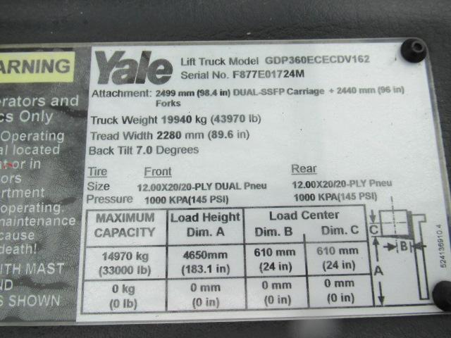 2014 YALE GDP360 FORKLIFT