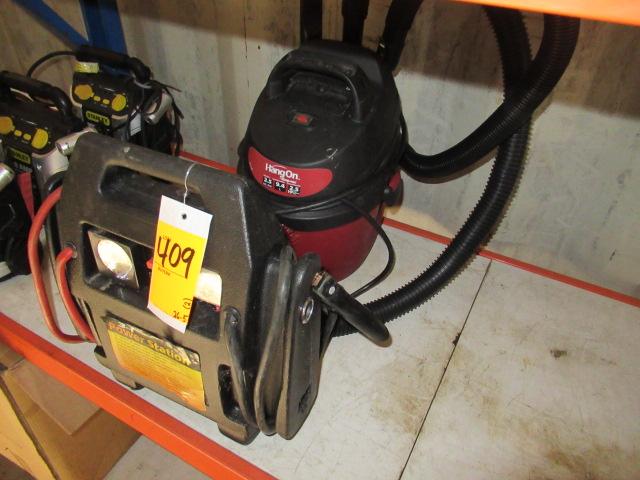 3-IN-1 POWER STATION, SHOP VAC HANG ON 2.5 GAL WET/DRY VACUUM