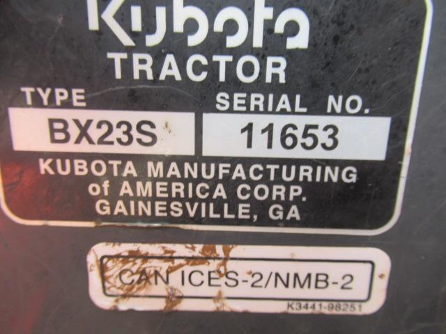 KUBOTA BX23S 4X4 TRACTOR W/ FRONT LOADER, BACKHOE & BELLY MOWER