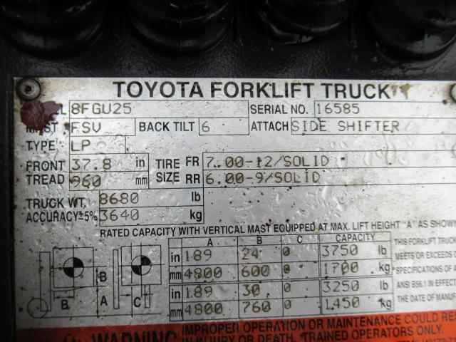 TOYOTA 8FGU25 FORKLIFT W/ ROTATING FORK ATTACHMENT