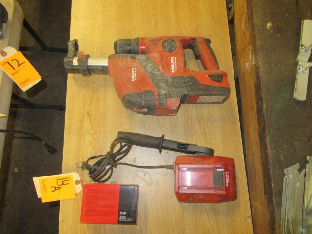 HILTI TE 4-A22 22V CORDLESS ROTARY HAMMER DRILL W/HILTI TE DRS-4-A VACUUM SYSTEM, BATTERY & CHARGER