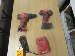 HILTI 22V CORDLESS IMPACT DRIVER & DRILL W/(1) BATTERY & CHARGER