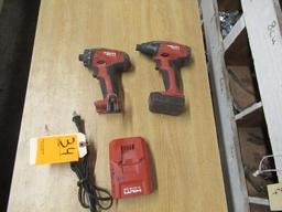 (2) HILTI 22V CORDLESS IMPACT DRIVER W/(1) BATTERY & CHARGER