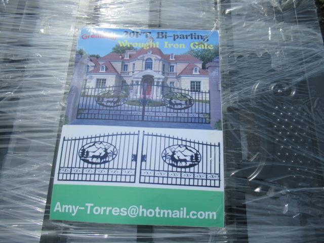 2021 GREATBEAR 20' BI-PARTING WROUGHT IRON GATE W/ DEAR ARTWORK (UNUSED)