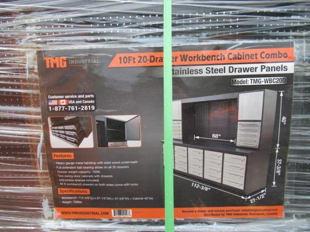 TMG-WBC20D 10' 20 DRAWER WORKBENCH CABINET COMBO W/ STAINLESS STEEL DRAWER PANELS