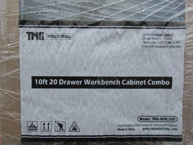 TMG-WBC20D 10' 20 DRAWER WORKBENCH CABINET COMBO W/ STAINLESS STEEL DRAWER PANELS