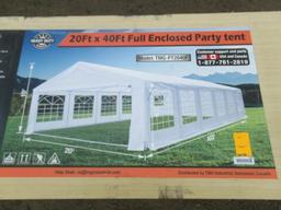 TMG INDUSTRIAL TMG-PT2040F 20' 40' HEAVY DUTY OUDOOR PARTY TENT W/ REMOVEABLE SIDE WALLS (UNUSED)