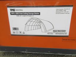 TMG INDUSTRIAL TMG-ST2030P 20' X 30' ARCH WALL PEAK CEILING STORAGE SHELTER W/ HEAVY DUTY PE COVER &