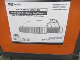 TMG INDUSTRIAL TMG-ST2040C 20' X 40' PVC FABRIC CONTAINER SHELTER, FIRE RETARDANT, WATER RESISTANT &