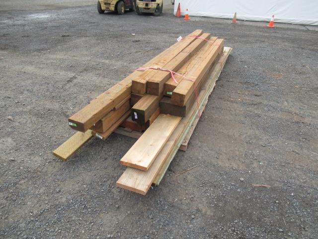 PALLET OF ASSORTED SIZE & LENGTH PRESSURE TREATED WOOD BEAMS & BOARDS