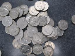 ASSORTED NICKELS, DIMES, WHEAT PENNIES, FOREIGN COINS & RING *MISSING STONE