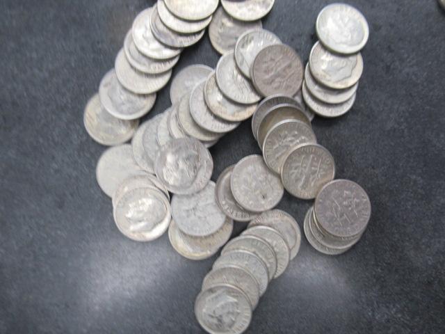 ASSORTED NICKELS, DIMES, WHEAT PENNIES, FOREIGN COINS & RING *MISSING STONE