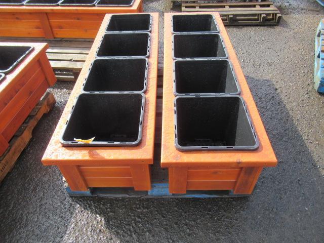 (2) 4 COMPARTMENT CEDAR PLANTER BOX