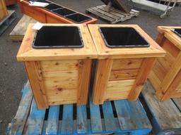 (2) SINGLE COMPARTMENT CEDAR PLANTER BOXES